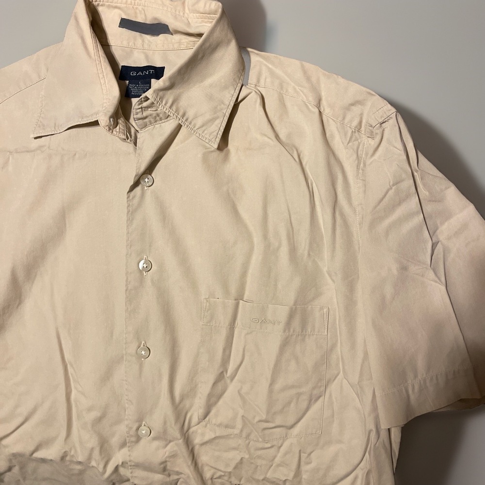 Gant Men's‎ Khaki /Tan Short Sleeve Button Down Shirt- Large